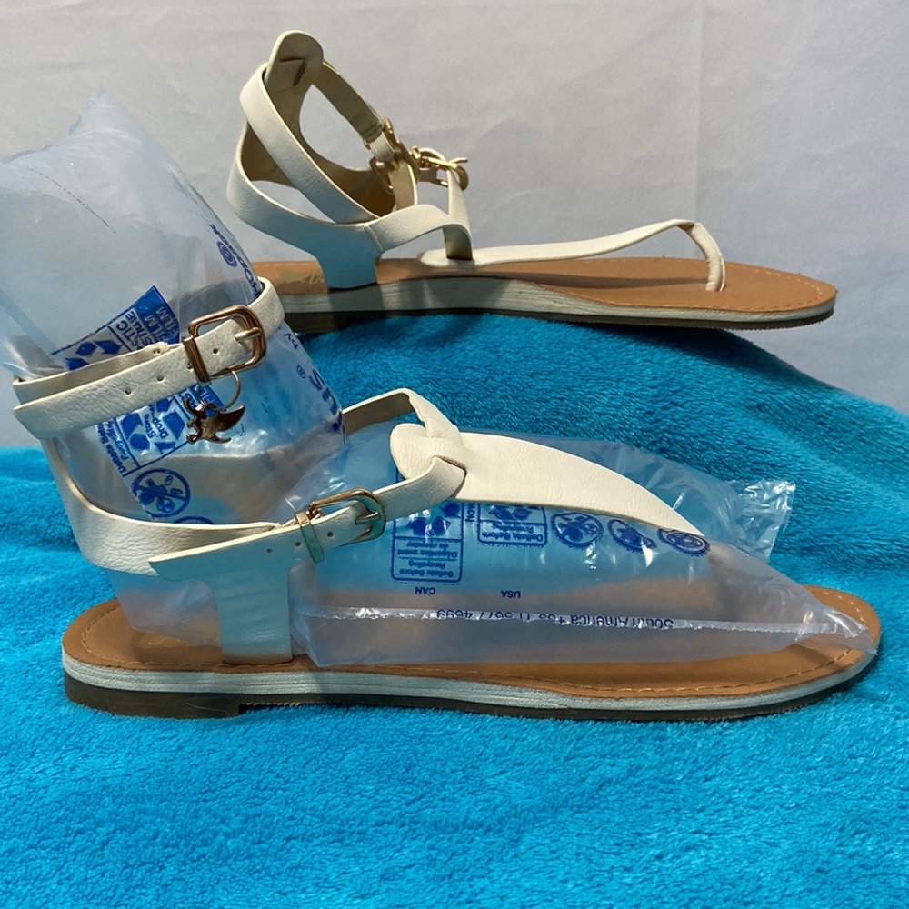 White Ankle Strappy sandals.